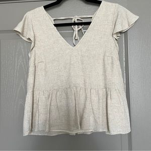 A&F Cream Flutter Sleeve Top - never worn!